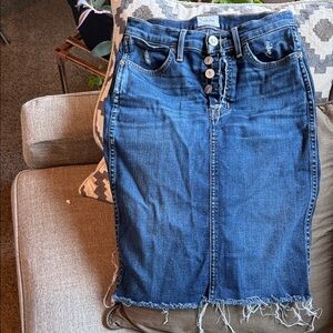 Hudson Jeans Blue Distressed Pencil Skirt